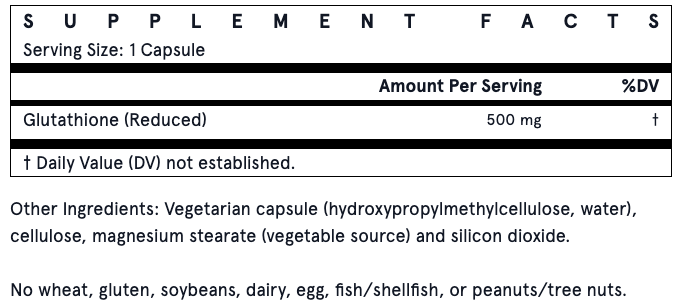 Jarrow Formulas Glutathione Reduced 500mg 60 Veggie Caps