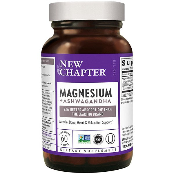 New Chapter Magnesium + Ashwagandha 60 Vegan Tablets